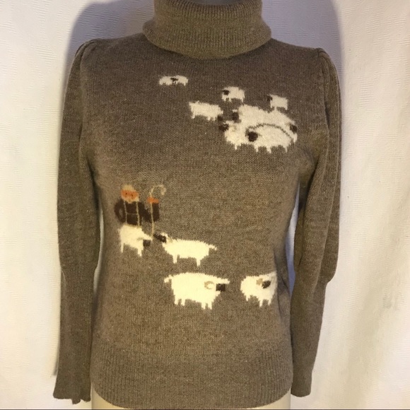 Jones and Co Sweaters - Vtg early 80’s Shepard and sheep sweater Med mocha